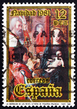 Postage stamp Spain 1981 Adoration of the Kings, Christmas