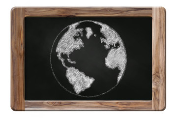 the earth drawing on blackboard