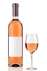 Rosé wine bottle isolated on white 2