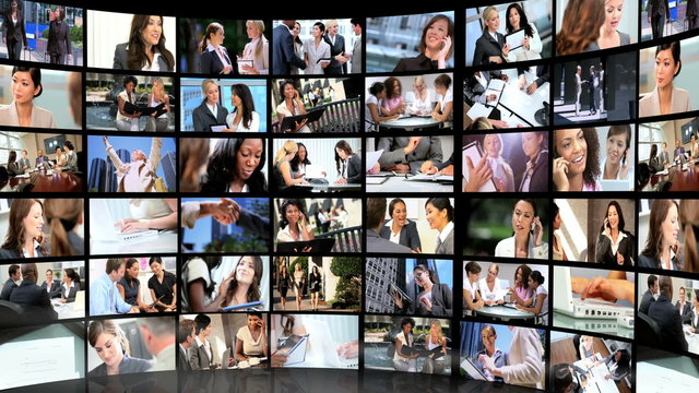 Montage Video Wall Business People