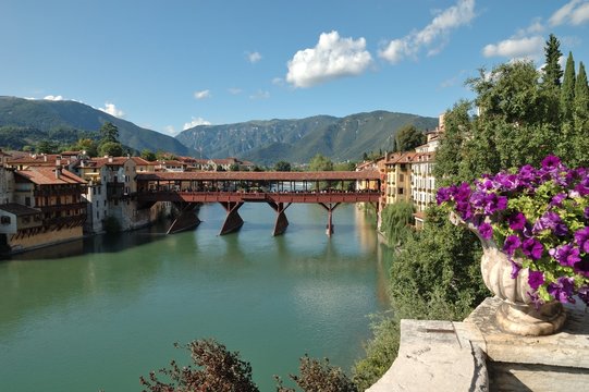 View of Bassano del Grappa and "Alpini" Bridge