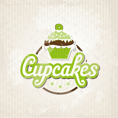 Kiwi Cupcake auf Grunge Hintergrund