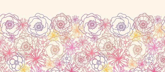 Vector subtle field flowers elegant horizontal seamless pattern