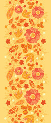 Vector vibrant fire flowers golden vertical seamless pattern