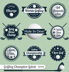 Vector Set: Vintage Golf Labels
