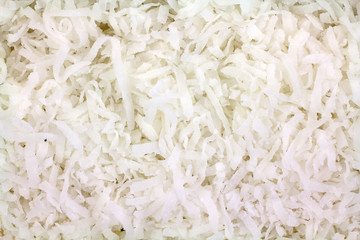 Close view of shredded coconut