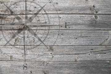 Windrose auf Holz quer