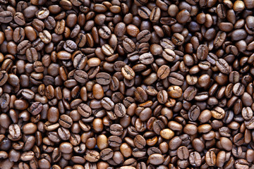 Roasted brown coffee beans background