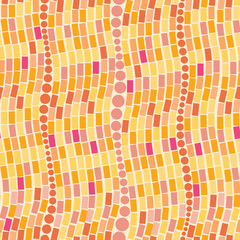 Vector fire mosaic tiles seamless pattern background with many