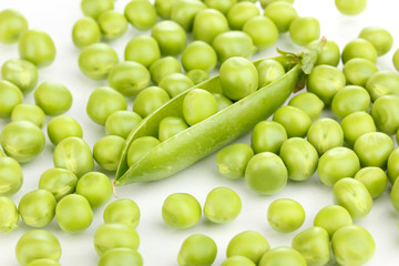 Green peas isolated on white