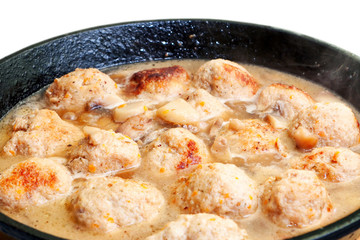  hot meatballs fried in sauce