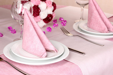 Elegant table setting in restaurant
