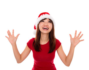 Obraz na płótnie Canvas Excited kobieta w Santa