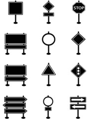 simple traffic sign and road sign icons