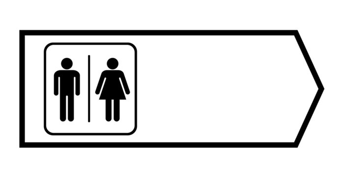 toilet sign with arrow