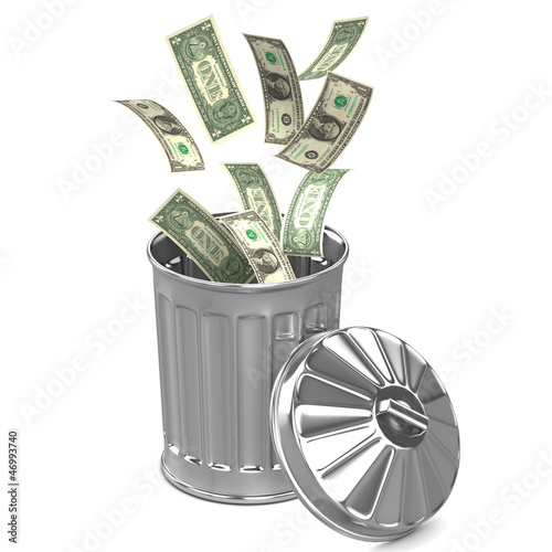"Throwing money in the garbage can" Stock photo and royaltyfree images