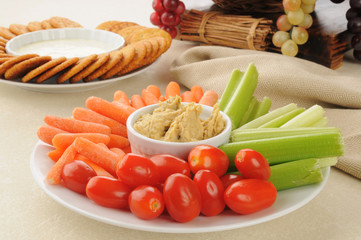 Vegetables with Greek style hummus