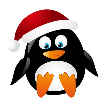 Cute penguin Santa