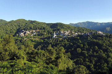 Fototapeta na wymiar Pietra di Verde et montagnes de Castagniccia
