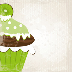 Kiwi Cupcake auf Grunge Hintergrund