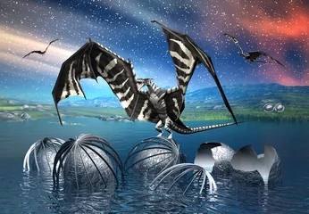 Fotobehang Draken Draak - Fantasiescène