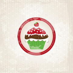 Erdbeer Cupcake auf Grunge Hintergrund