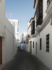 typical Andalusian street with whitewashed houses