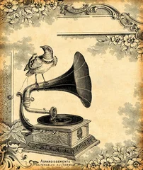 Papier Peint photo Lavable Poster vintage gramophone 1900