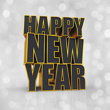 Happy New Year text on white glittery background