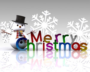 Christmas illustration with text and snowman - 3D