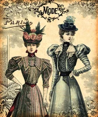 Papier Peint photo Lavable Poster vintage Femmes à la mode