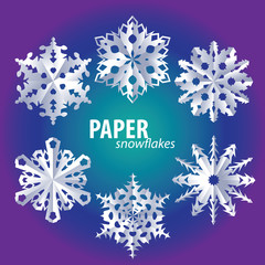 paper snowflakes - obrazy, fototapety, plakaty