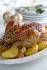 Roasted turkey on a Christmas table