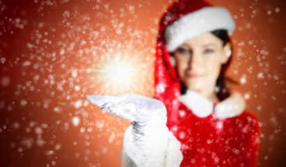 Portrait of girl wearing santa claus clothes