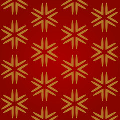 Christmas red seamless background with gold snowflakes