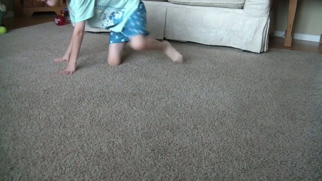 Boy Chasing Puppy Around in House