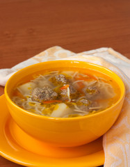 soup with meatballs and noodles