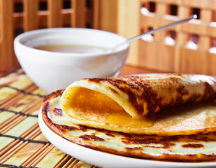 pancakes and  honey