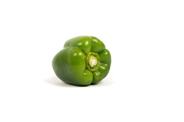Green Paprika On White
