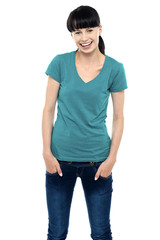 Obraz premium Middle aged smiling woman in casual wear