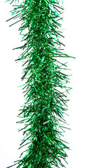 Christmas garland, green tinsel isolated on white