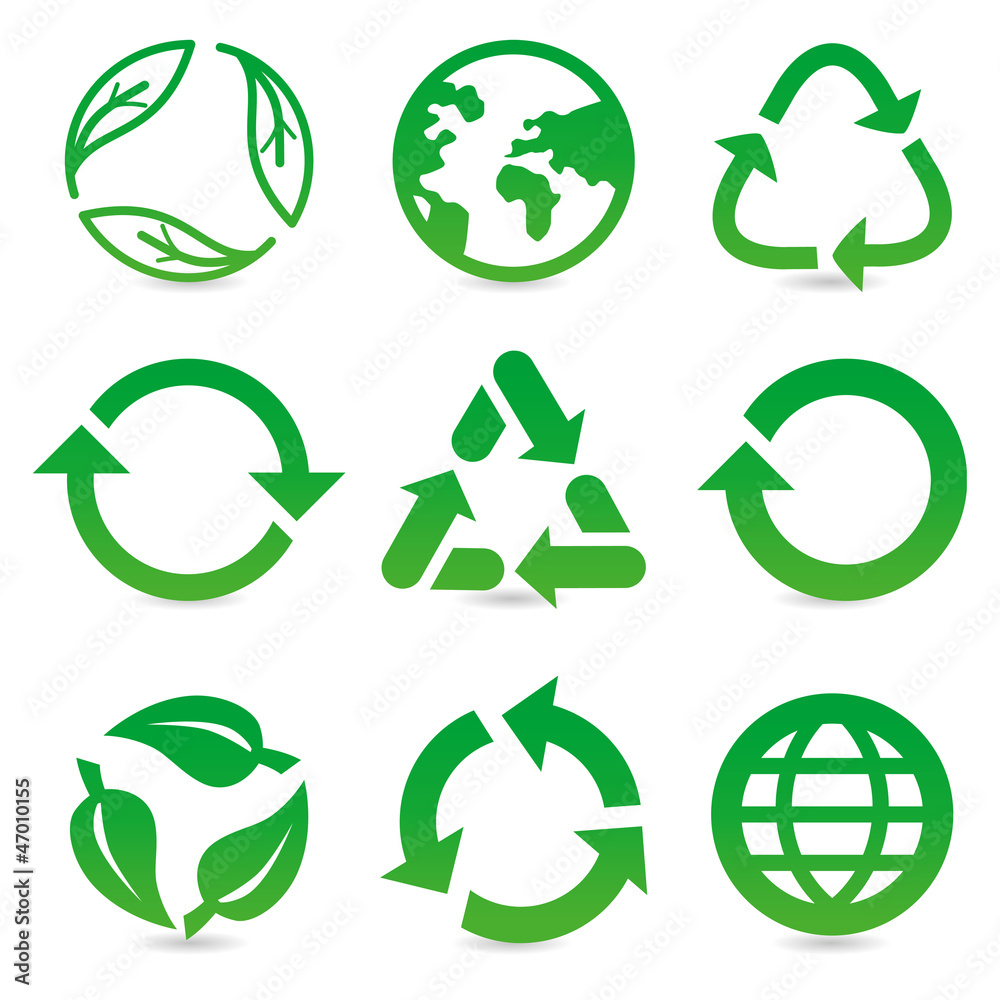 Poster vector collection with recycle signs and symbols