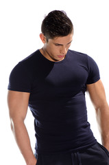 Muscular man in black clothes