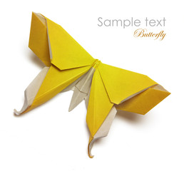 Yellow origami butterfly