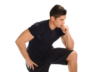 Muscular man thinking