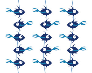 Hanging fork tailed fish menu or restaurant design.