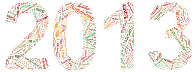 2013 als Stichwortliste und Tagcloud