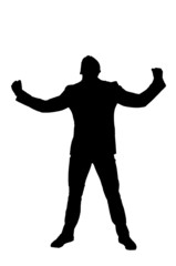 Busineesman silhouette showing victory