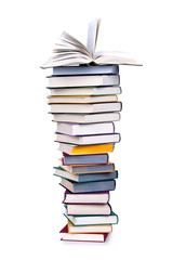 Stack of books isolated over white background