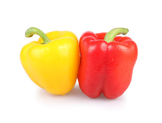 red and Yellow pepper isolated on white background